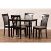 Baxton Studio Minette Modern and Contemporary Sand Fabric Upholstered Espresso Brown Finished Wood 5-Piece Dining Set