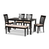 Baxton Studio Minette Modern and contemporary Sand Fabric Upholstered and Dark Brown Finished Wood 6-Piece Dining Set