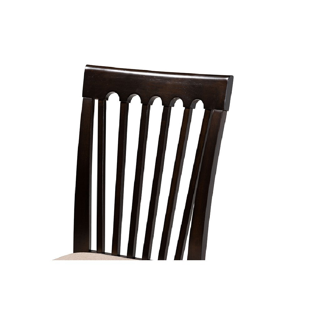 Baxton Studio Minette Modern and contemporary Sand Fabric Upholstered and Dark Brown Finished Wood 6-Piece Dining Set