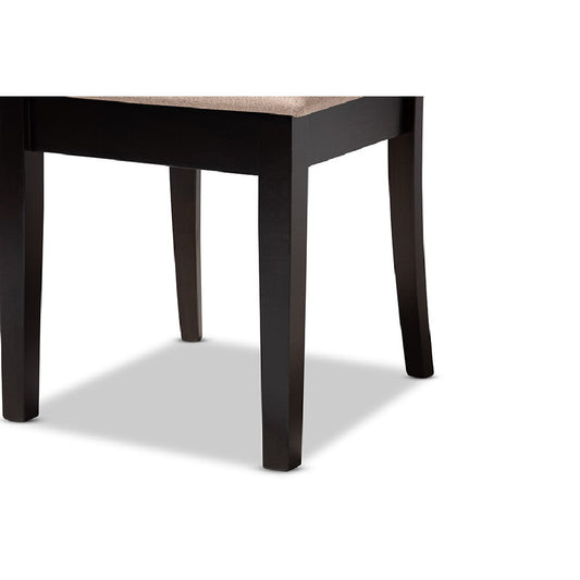 Baxton Studio Minette Modern and contemporary Sand Fabric Upholstered and Dark Brown Finished Wood 6-Piece Dining Set