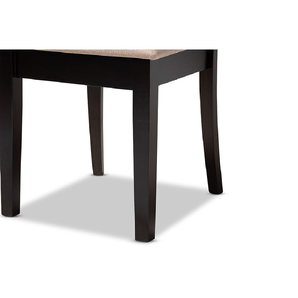 Baxton Studio Minette Modern and contemporary Sand Fabric Upholstered and Dark Brown Finished Wood 6-Piece Dining Set