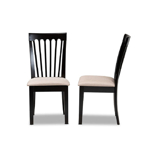 Baxton Studio Minette Modern and Contemporary Sand Fabric Upholstered Espresso Brown Finished 2-Piece Wood Dining Chair Set Set