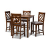 Baxton Studio Alora Modern and Contemporary Grey Fabric Upholstered Walnut Brown Finished 5-Piece Wood Pub Set