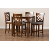 Baxton Studio Alora Modern and Contemporary Grey Fabric Upholstered Walnut Brown Finished 5-Piece Wood Pub Set
