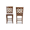 Baxton Studio Aria Modern and Contemporary Grey Fabric Upholstered and Walnut Brown Finished Wood 2-Piece Counter Height Pub Chair Set