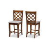 Baxton Studio Aria Modern and Contemporary Grey Fabric Upholstered and Walnut Brown Finished Wood 2-Piece Counter Height Pub Chair Set