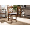 Baxton Studio Aria Modern and Contemporary Grey Fabric Upholstered and Walnut Brown Finished Wood 2-Piece Counter Height Pub Chair Set