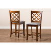Baxton Studio Aria Modern and Contemporary Grey Fabric Upholstered and Walnut Brown Finished Wood 2-Piece Counter Height Pub Chair Set