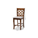 Baxton Studio Aria Modern and Contemporary Grey Fabric Upholstered and Walnut Brown Finished Wood 2-Piece Counter Height Pub Chair Set