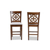 Baxton Studio Oscar Modern and Contemporary Grey Fabric Upholstered and Walnut Brown Finished Wood 2-Piece Counter Height Pub Chair Set