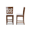 Baxton Studio Oscar Modern and Contemporary Grey Fabric Upholstered and Walnut Brown Finished Wood 2-Piece Counter Height Pub Chair Set