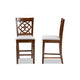 Baxton Studio Oscar Modern and Contemporary Grey Fabric Upholstered and Walnut Brown Finished Wood 2-Piece Counter Height Pub Chair Set