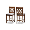 Baxton Studio Oscar Modern and Contemporary Grey Fabric Upholstered and Walnut Brown Finished Wood 2-Piece Counter Height Pub Chair Set
