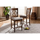 Baxton Studio Oscar Modern and Contemporary Grey Fabric Upholstered and Walnut Brown Finished Wood 2-Piece Counter Height Pub Chair Set