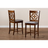 Baxton Studio Oscar Modern and Contemporary Grey Fabric Upholstered and Walnut Brown Finished Wood 2-Piece Counter Height Pub Chair Set