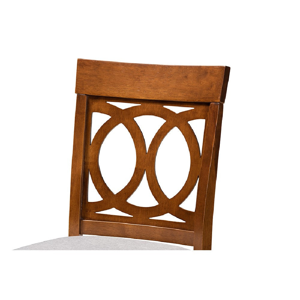 Baxton Studio Verina Modern and Contemporary Grey Fabric Upholstered Walnut Brown Finished 5-Piece Wood Pub Set