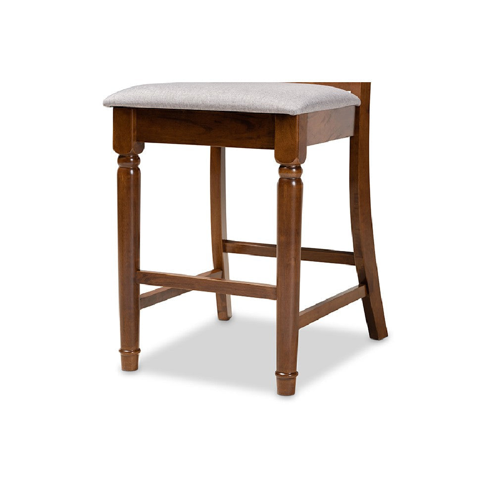 Baxton Studio Verina Modern and Contemporary Grey Fabric Upholstered Walnut Brown Finished 5-Piece Wood Pub Set