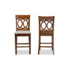 Baxton Studio Violet Modern and Contemporary Grey Fabric Upholstered and Walnut Brown Finished Wood 2-Piece Counter Height Pub Chair Set