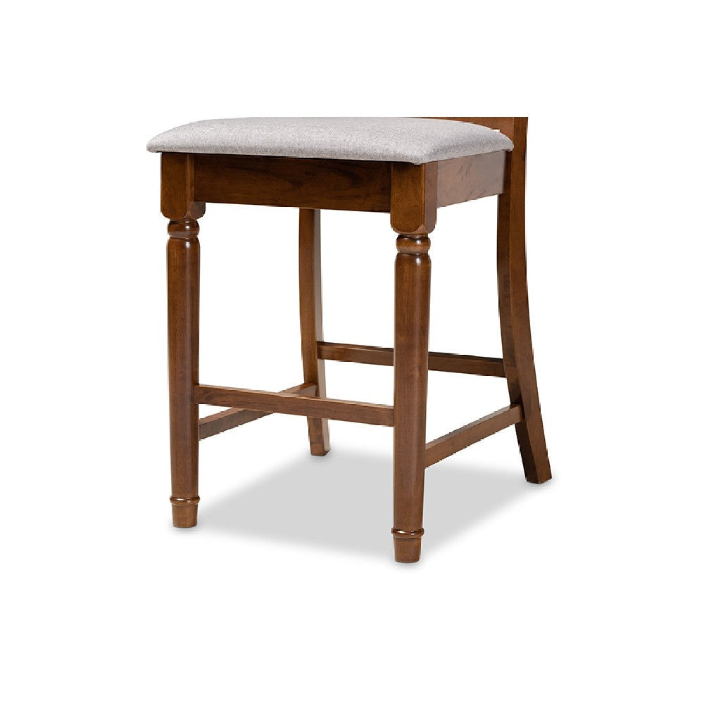 Baxton Studio Violet Modern and Contemporary Grey Fabric Upholstered and Walnut Brown Finished Wood 2-Piece Counter Height Pub Chair Set