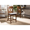 Baxton Studio Violet Modern and Contemporary Grey Fabric Upholstered and Walnut Brown Finished Wood 2-Piece Counter Height Pub Chair Set