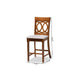 Baxton Studio Violet Modern and Contemporary Grey Fabric Upholstered and Walnut Brown Finished Wood 2-Piece Counter Height Pub Chair Set