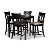 Baxton Studio Verina Modern and Contemporary Sand Fabric Upholstered Espresso Brown Finished 5-Piece Wood Pub Set