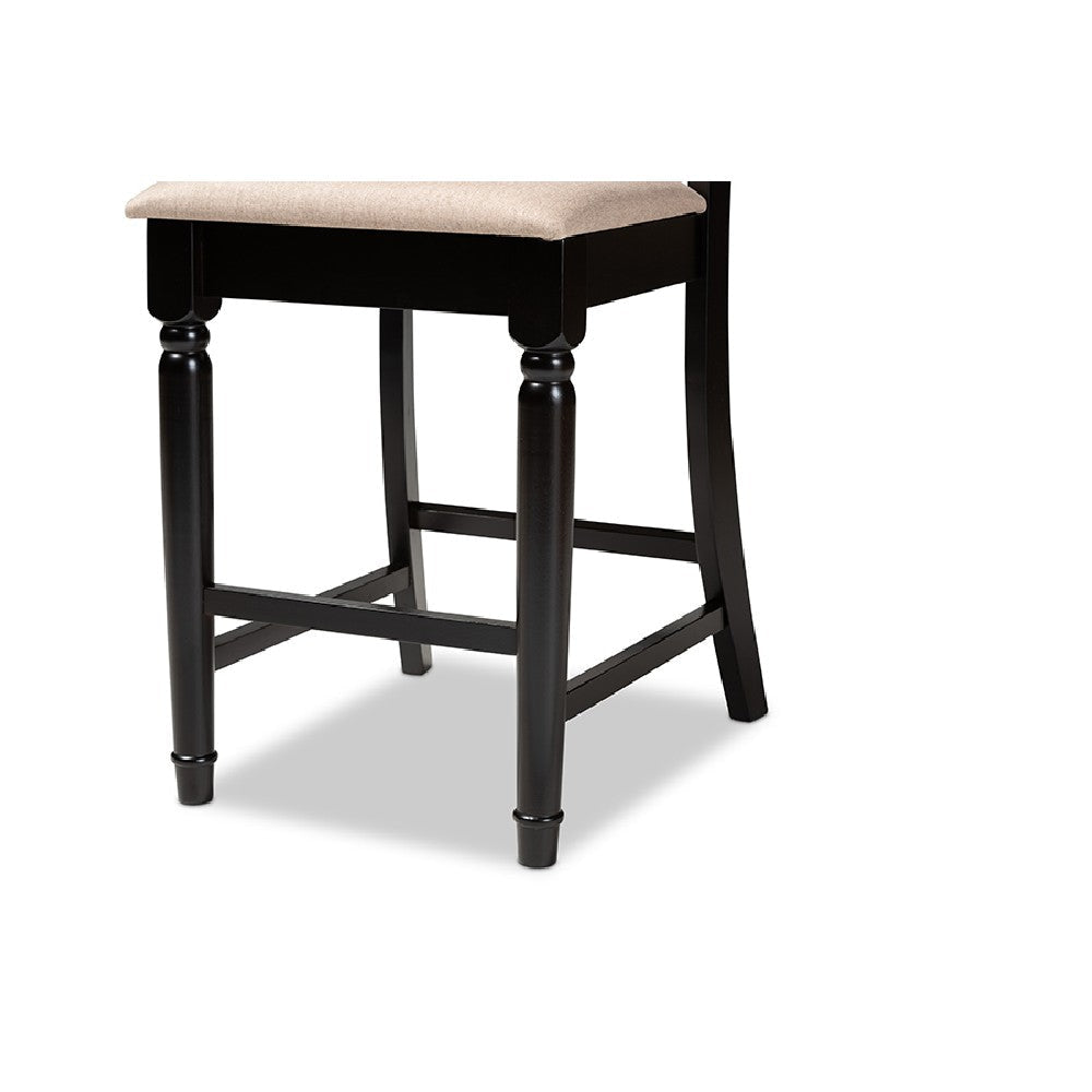 Baxton Studio Verina Modern and Contemporary Sand Fabric Upholstered Espresso Brown Finished 5-Piece Wood Pub Set