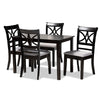 Baxton Studio Clarke Modern and Contemporary Grey Fabric Upholstered and Espresso Brown Finished Wood 5-Piece Dining Set