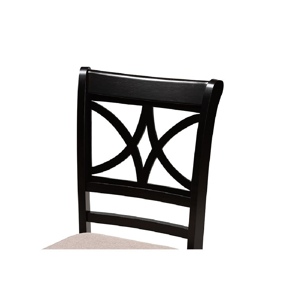 Baxton Studio Clarke Modern and Contemporary Sand Fabric Upholstered and Espresso Brown Finished Wood 5-Piece Dining Set