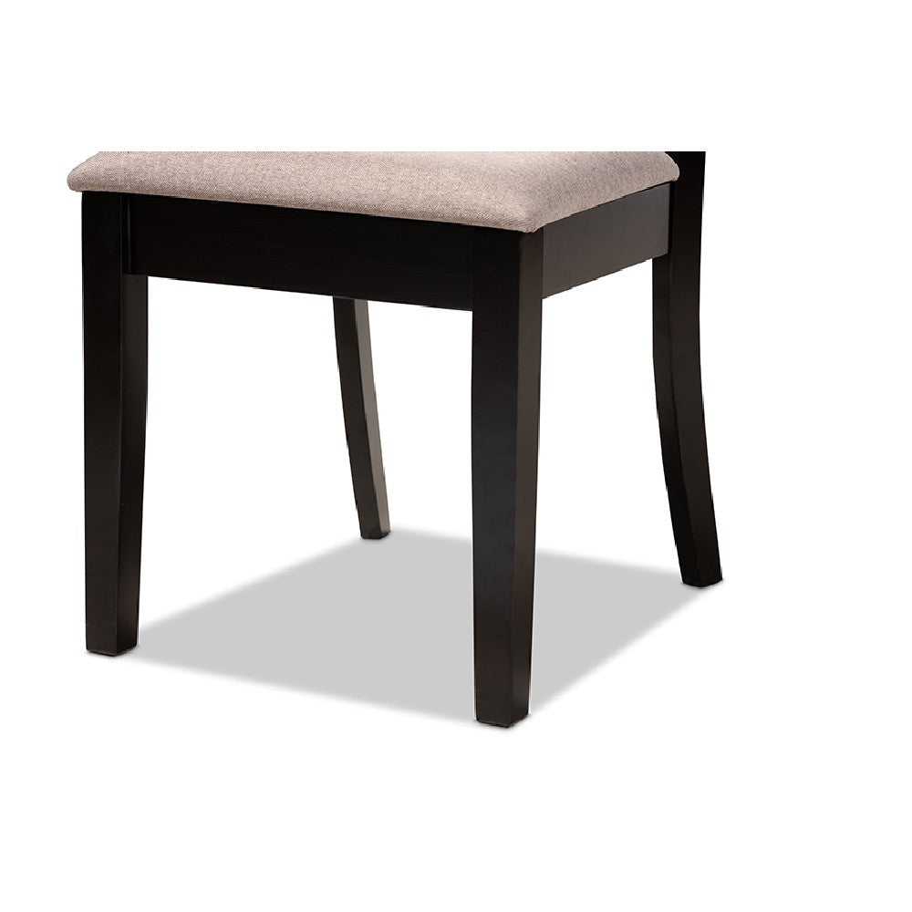Baxton Studio Clarke Modern and Contemporary Sand Fabric Upholstered and Espresso Brown Finished Wood 5-Piece Dining Set