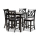 Baxton Studio Chandler Modern and Contemporary Grey Fabric Upholstered and Espresso Brown Finished Wood 5-Piece Counter Height Pub Dining