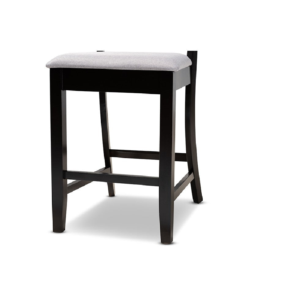 Baxton Studio Chandler Modern and Contemporary Grey Fabric Upholstered and Espresso Brown Finished Wood 5-Piece Counter Height Pub Dining