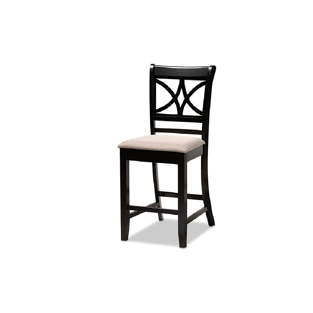 Baxton Studio Chandler Modern and Contemporary Sand Fabric Upholstered and Espresso Brown Finished Wood 5-Piece Counter Height Pub Dining