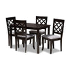 Baxton Studio Verner Modern and Contemporary Grey Fabric Upholstered Espresso Brown Finished 5-Piece Wood Dining Set