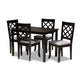 Baxton Studio Verner Modern and Contemporary Grey Fabric Upholstered Espresso Brown Finished 5-Piece Wood Dining Set