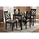 Baxton Studio Verner Modern and Contemporary Grey Fabric Upholstered Espresso Brown Finished 5-Piece Wood Dining Set