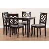 Baxton Studio Verner Modern and Contemporary Grey Fabric Upholstered Espresso Brown Finished 5-Piece Wood Dining Set