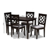 Baxton Studio Verner Modern and Contemporary Grey Fabric Upholstered Espresso Brown Finished 5-Piece Wood Dining Set