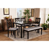 Baxton Studio Andor Modern and Contemporary Grey Fabric Upholstered and Dark Brown Finished Wood 6-Piece Dining Set