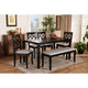 Baxton Studio Andor Modern and Contemporary Grey Fabric Upholstered and Dark Brown Finished Wood 6-Piece Dining Set