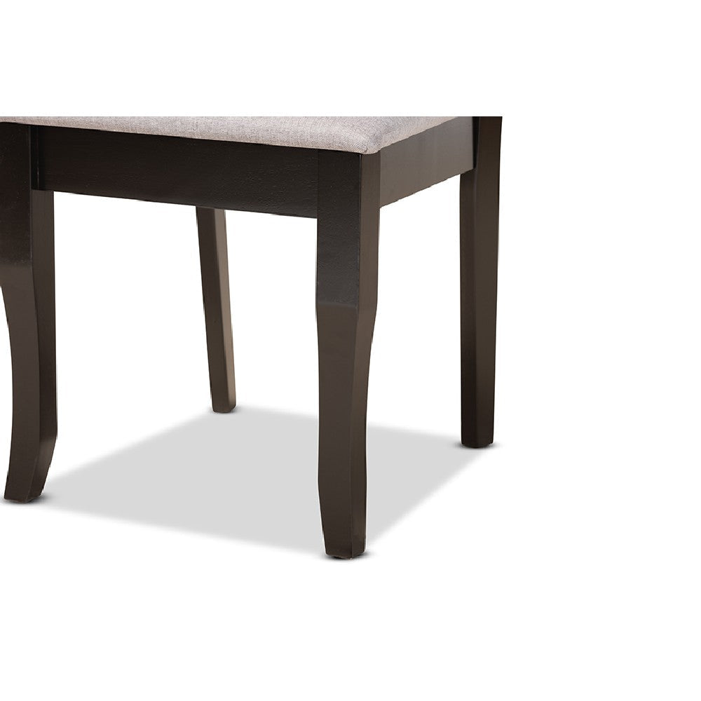 Baxton Studio Verner Modern and Contemporary Grey Fabric Upholstered and Dark Brown Finished Wood 7-Piece Dining Set