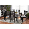 Baxton Studio Verner Modern and Contemporary Grey Fabric Upholstered and Dark Brown Finished Wood  7-Piece Dining Set