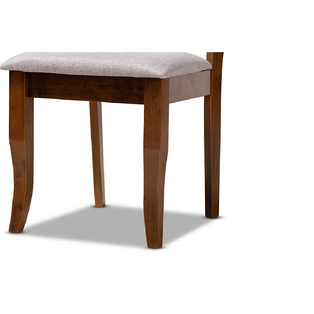 Baxton Studio Andor Modern and Contemporary Grey Fabric Upholstered and Walnut Brown Finished Wood 6-Piece Dining Set