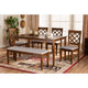 Baxton Studio Andor Modern and Contemporary Grey Fabric Upholstered and Walnut Brown Finished Wood 6-Piece Dining Set