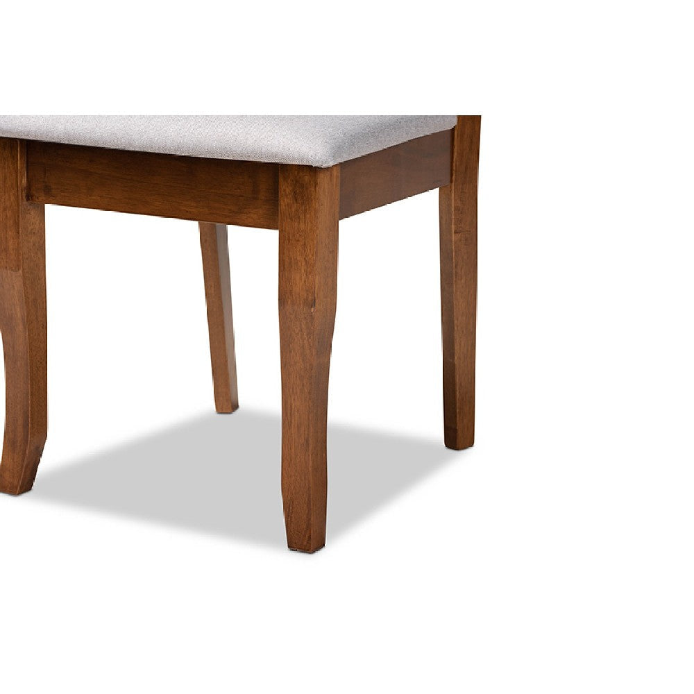 Baxton Studio Verner Modern and Contemporary Grey Fabric Upholstered Walnut Finished Wood 2-Piece Dining Chair Set