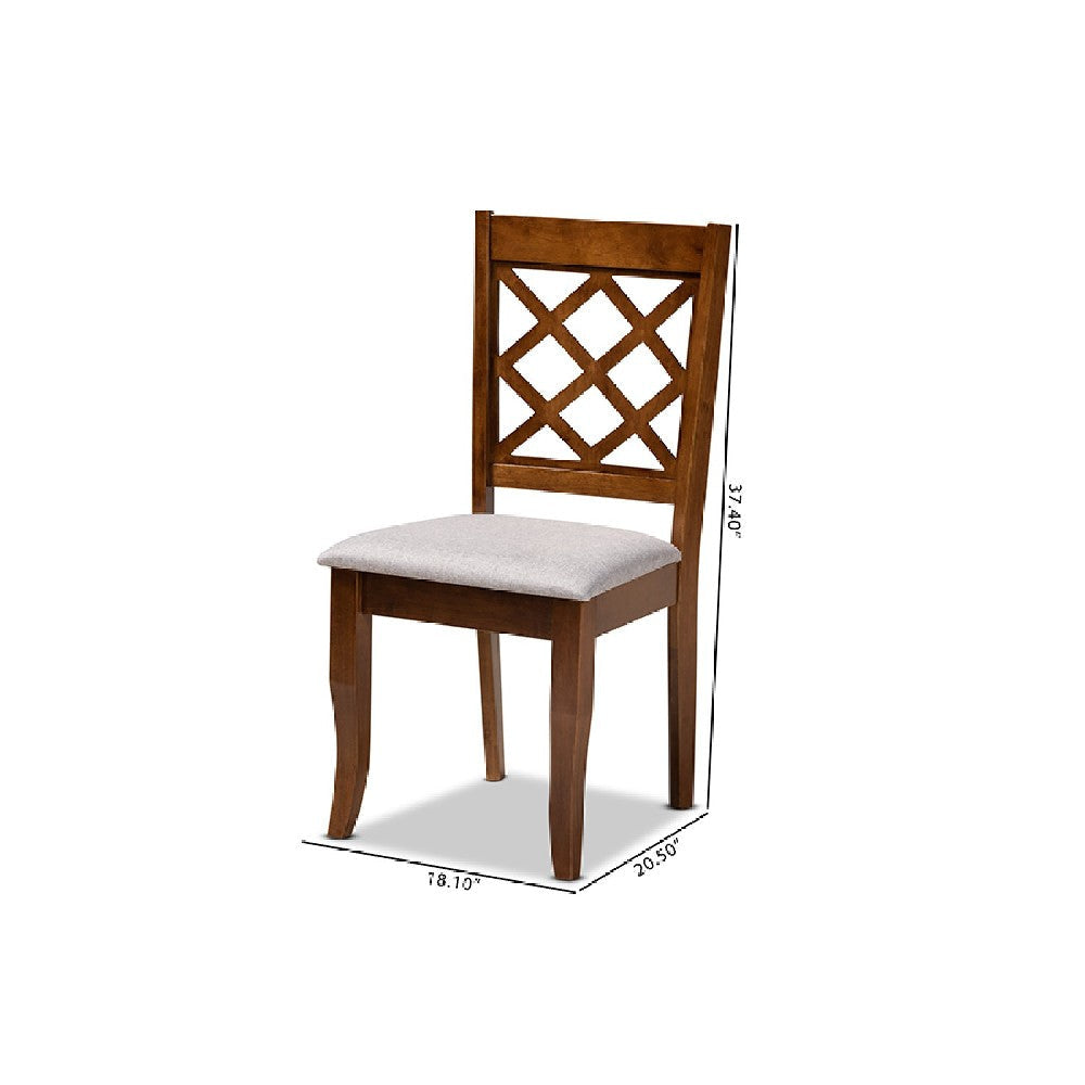 Baxton Studio Brigitte Modern and Contemporary Grey Fabric Upholstered and Walnut Brown Finished Wood 4-Piece Dining Chair Set