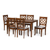 Baxton Studio Verner Modern and Contemporary Grey Fabric Upholstered and Walnut Brown Finished Wood 7-Piece Dining Set
