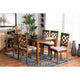 Baxton Studio Verner Modern and Contemporary Grey Fabric Upholstered and Walnut Brown Finished Wood 7-Piece Dining Set