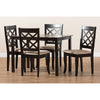 Baxton Studio Verner Modern and Contemporary Sand Fabric Upholstered Espresso Brown Finished 5-Piece Wood Dining Set