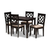 Baxton Studio Verner Modern and Contemporary Sand Fabric Upholstered Espresso Brown Finished 5-Piece Wood Dining Set